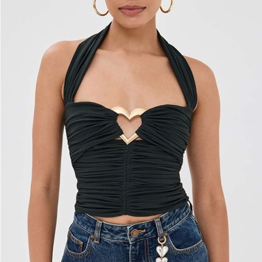 AREA Heart Ruched Halter Top